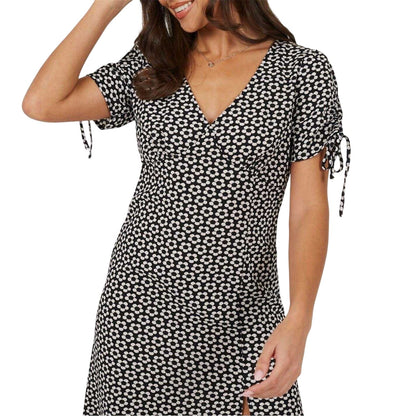 Black-White - Side - Brave Soul Womens-Ladies Daisy A-line Midi Dress