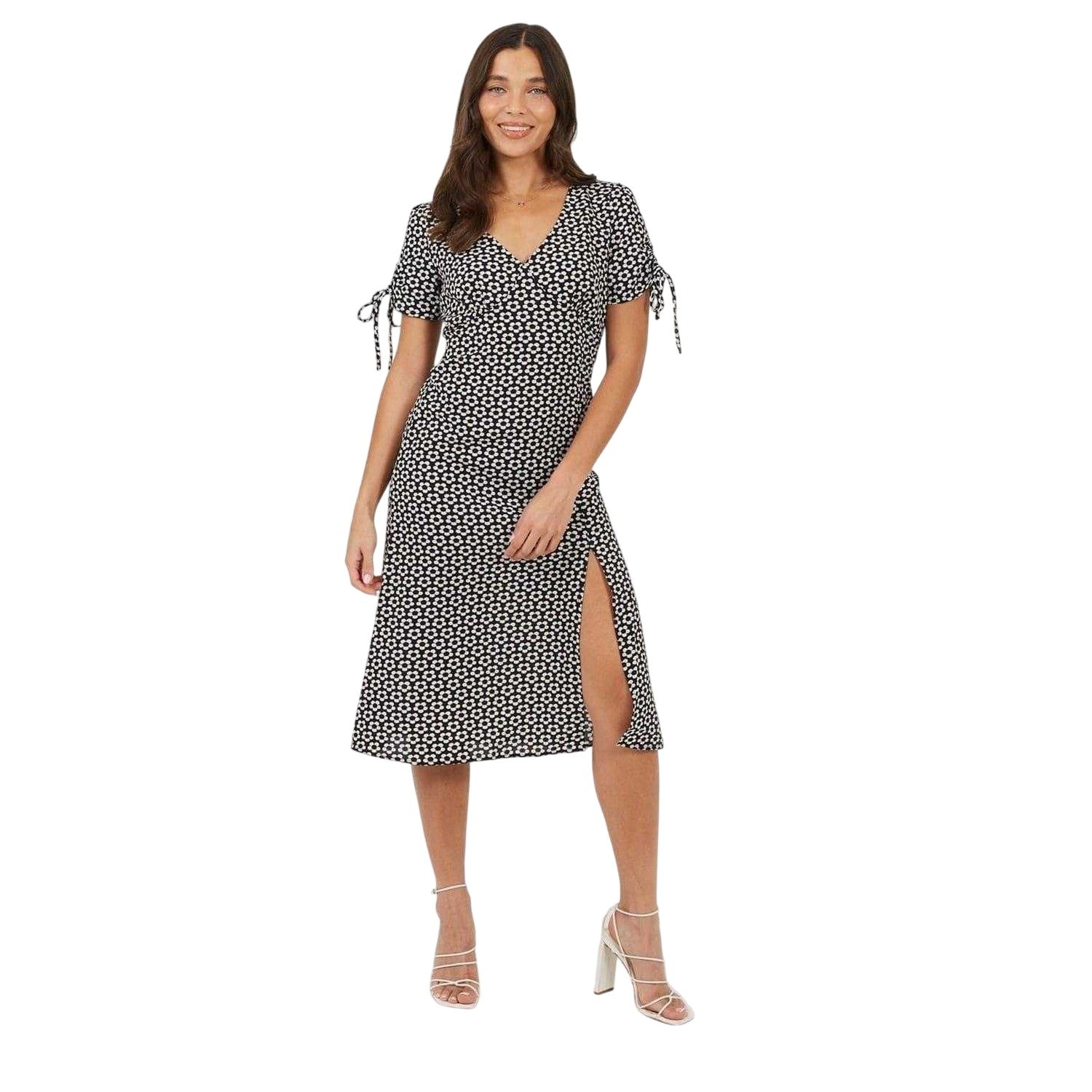 Black-White - Lifestyle - Brave Soul Womens-Ladies Daisy A-line Midi Dress