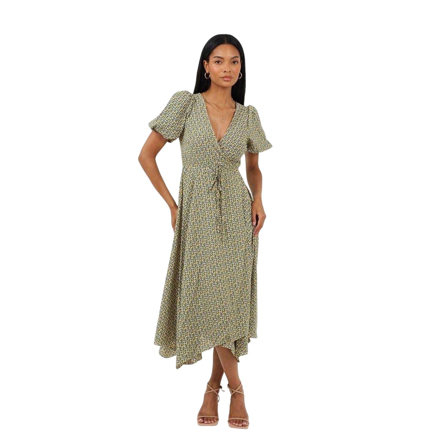 Yellow - Lifestyle - Brave Soul Womens-Ladies Floral V Neck Midi Dress