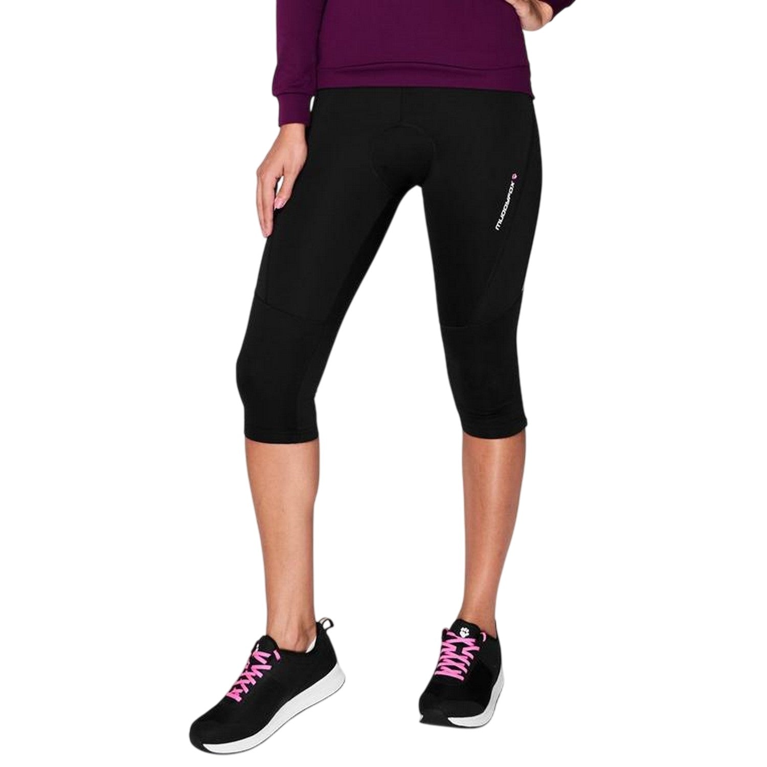 Black - Side - Muddyfox Womens-Ladies Cycling Capri Shorts