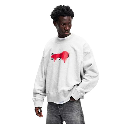 Grey-Red - Side - Palm Angels Mens Regular Sweatshirt
