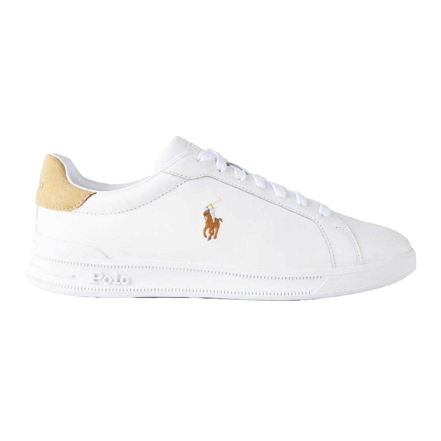 White-Bone - Front - Ralph Lauren Mens Heritage Leather Trainers