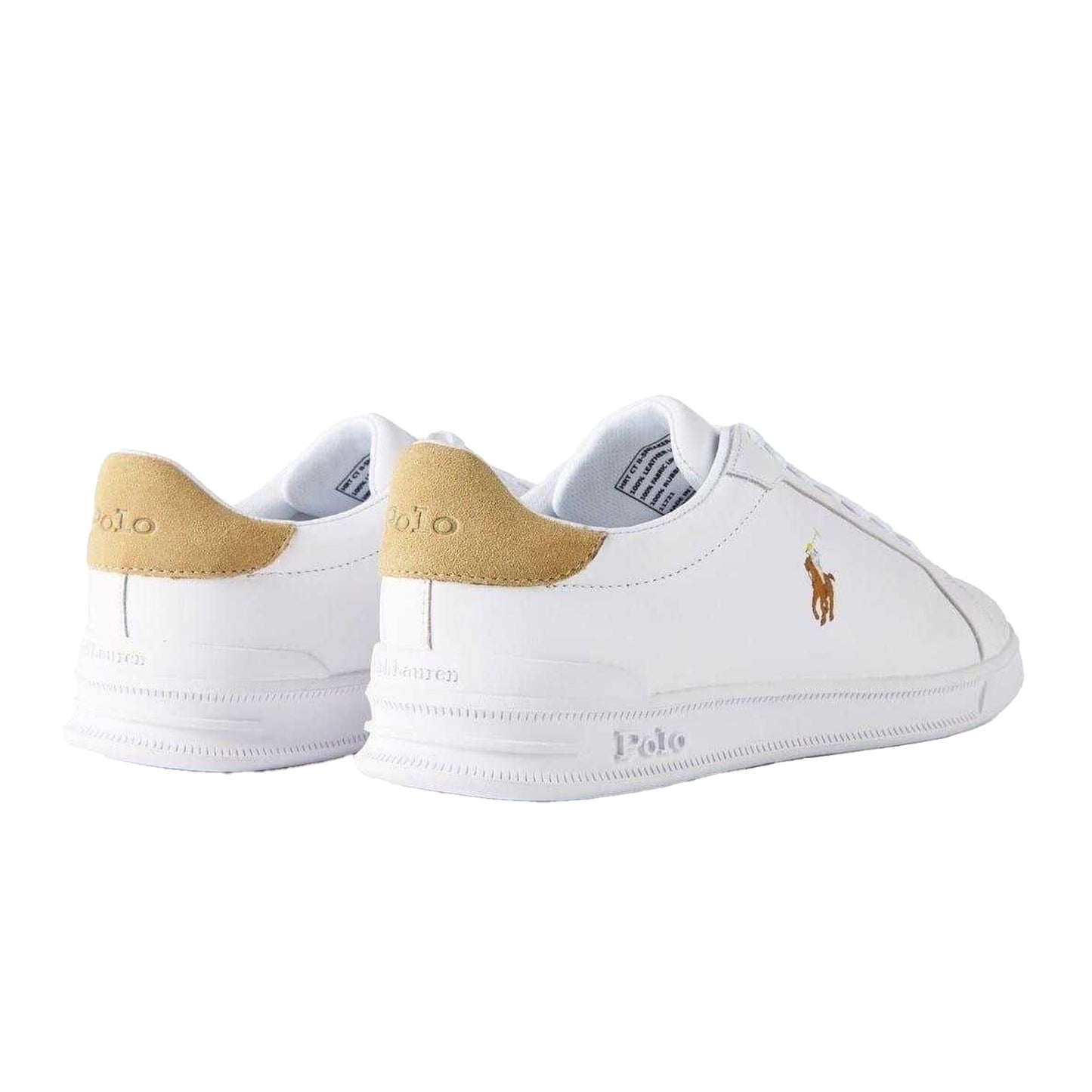 White-Bone - Back - Ralph Lauren Mens Heritage Leather Trainers