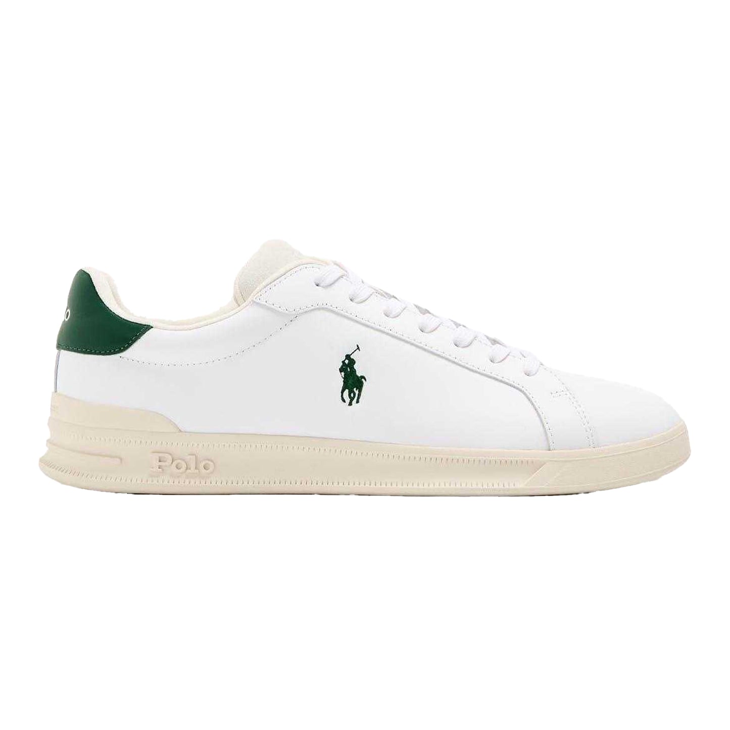 White-Green - Front - Ralph Lauren Mens Heritage Leather Trainers