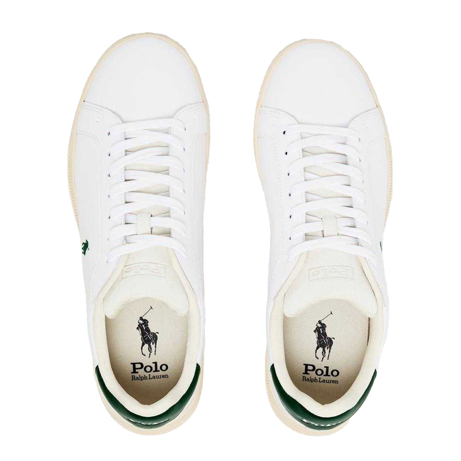 White-Green - Side - Ralph Lauren Mens Heritage Leather Trainers
