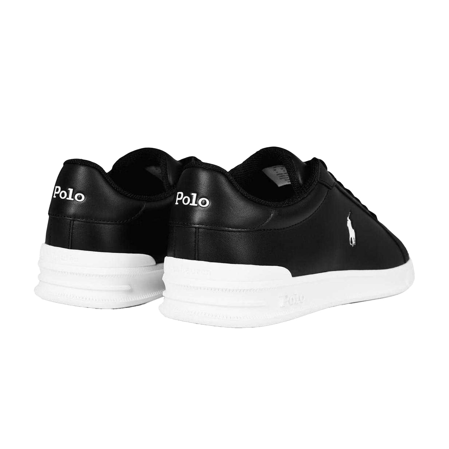 Black-White - Back - Ralph Lauren Mens Heritage Leather Trainers