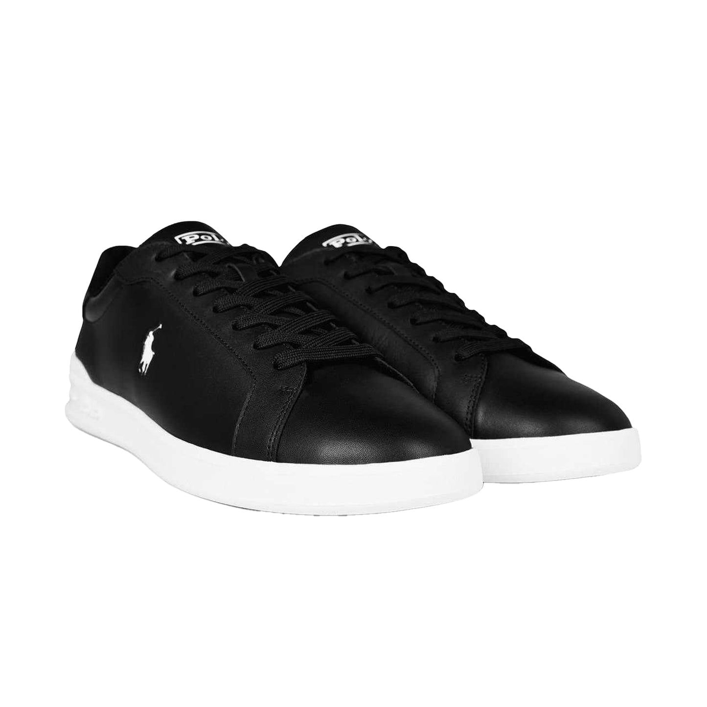 Black-White - Lifestyle - Ralph Lauren Mens Heritage Leather Trainers
