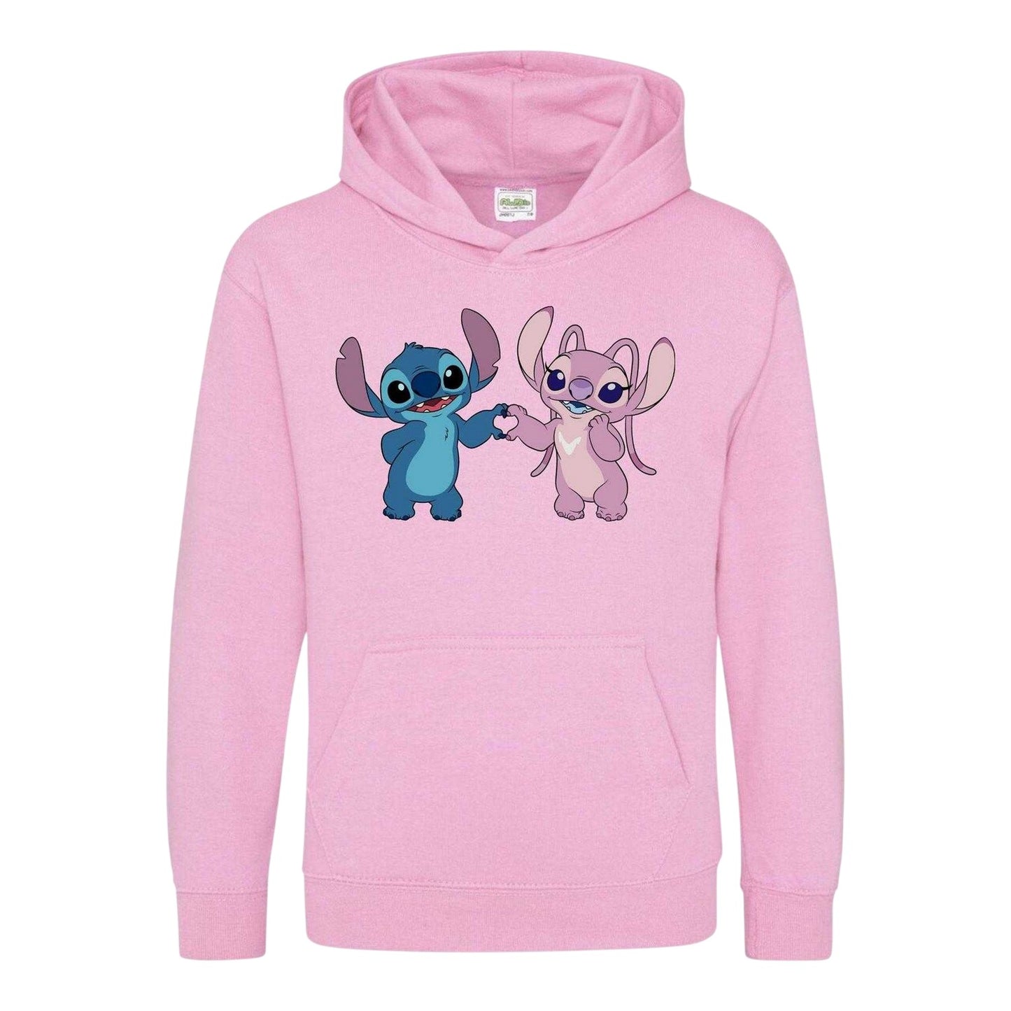 White - Front - Lilo & Stitch Childrens-Kids Stitch & Angel Valentine`s Day Hoodie