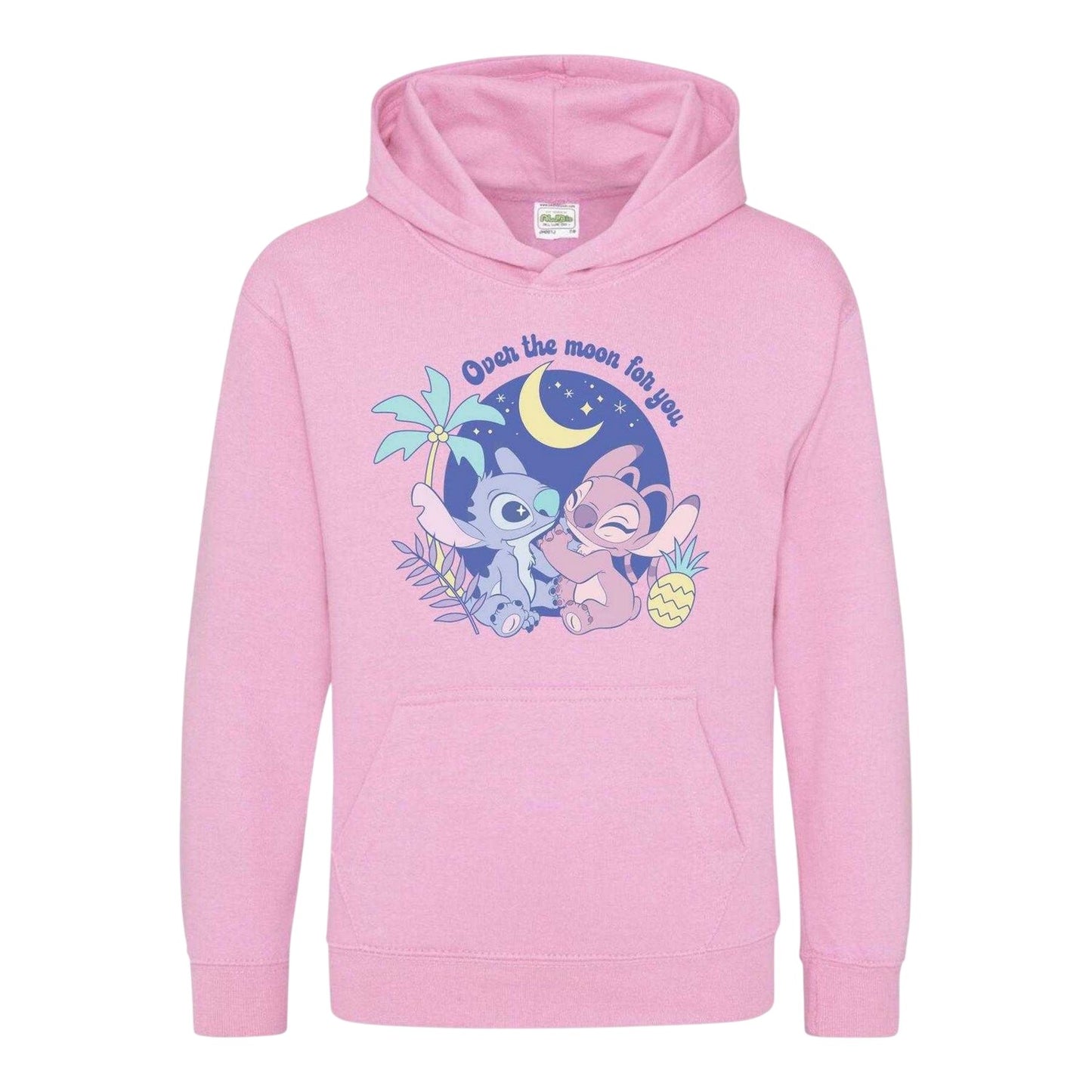 Pink - Front - Lilo & Stitch Childrens-Kids Over The Moon Valentine`s Day Hoodie