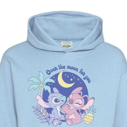 Blue - Side - Lilo & Stitch Childrens-Kids Over The Moon Valentine`s Day Hoodie