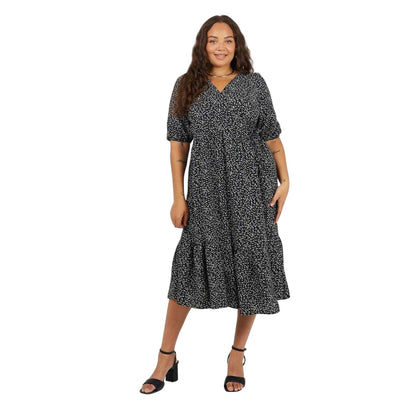 Black-White - Lifestyle - Brave Soul Womens-Ladies Leopard Print Puff Sleeve Wrap Dress