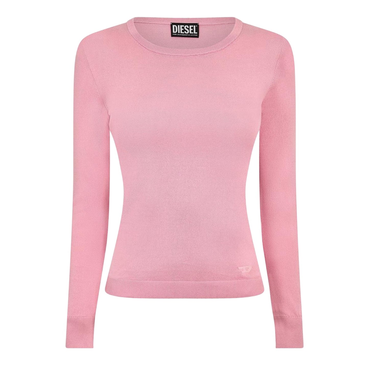 Pink - Front - Diesel Womens-Ladies Fine Knit Ribbed Sweatshirt