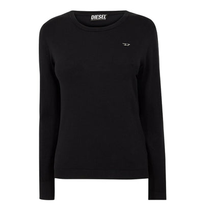 Black - Front - Diesel Womens-Ladies Fine Knit Ribbed Sweatshirt
