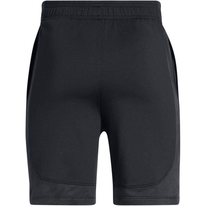 Black-White - Side - Under Armour Childrens-Kids Performance Jacquard Vent Shorts