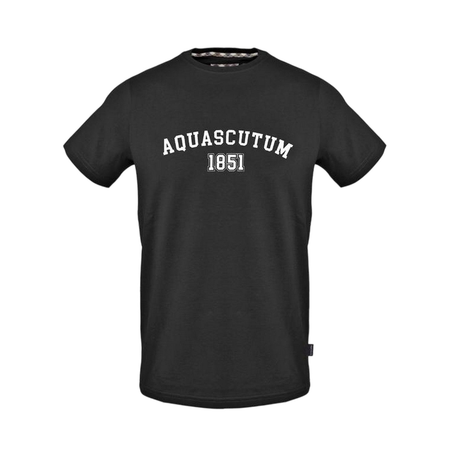 Black - Front - Aquascutum Mens Arched Logo Crew Neck T-Shirt