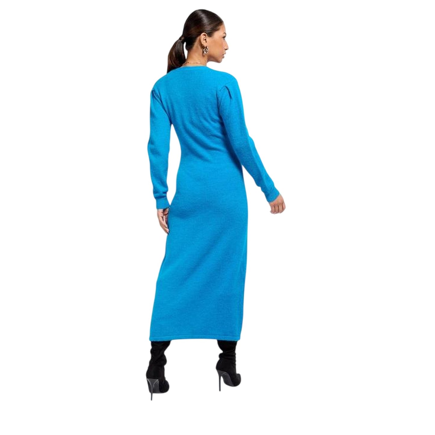 Blue - Back - Little Mistress Womens-Ladies Maxi Sweater Dress
