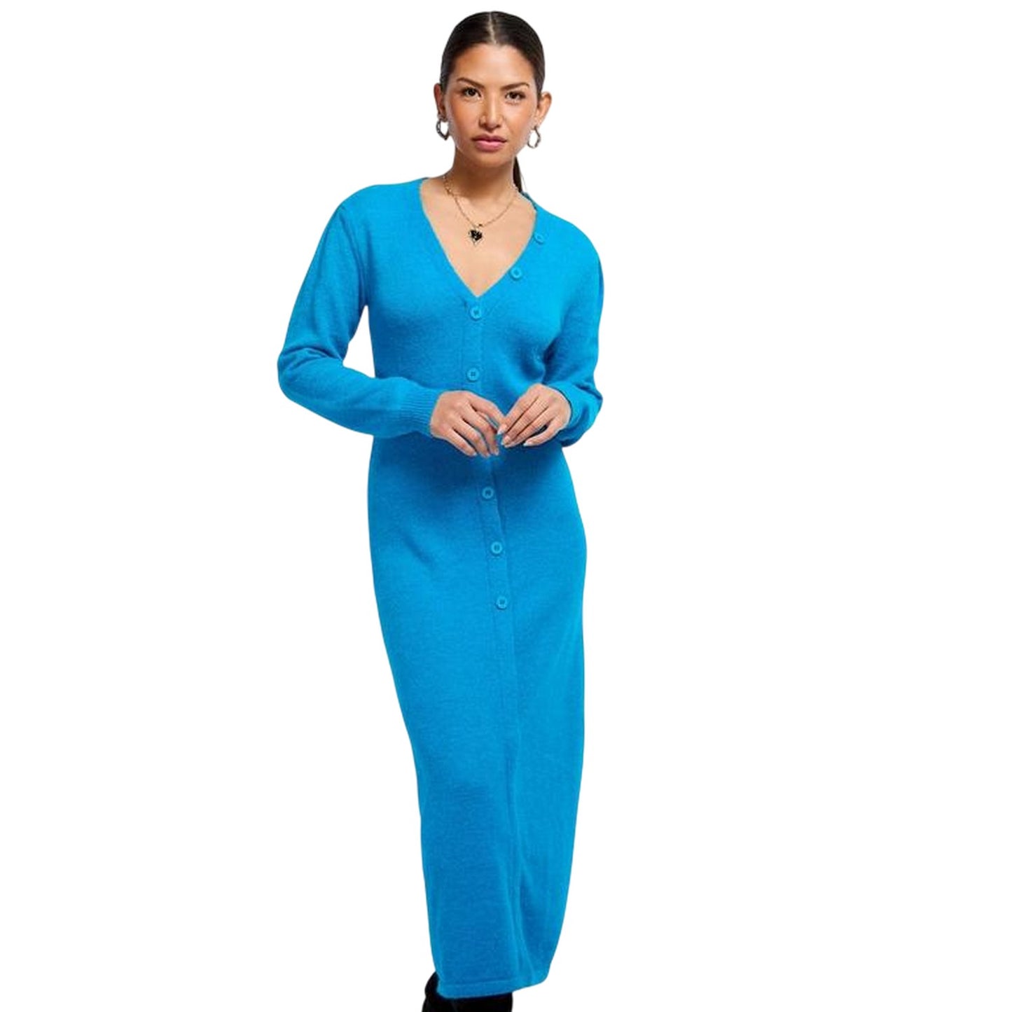 Blue - Front - Little Mistress Womens-Ladies Maxi Sweater Dress