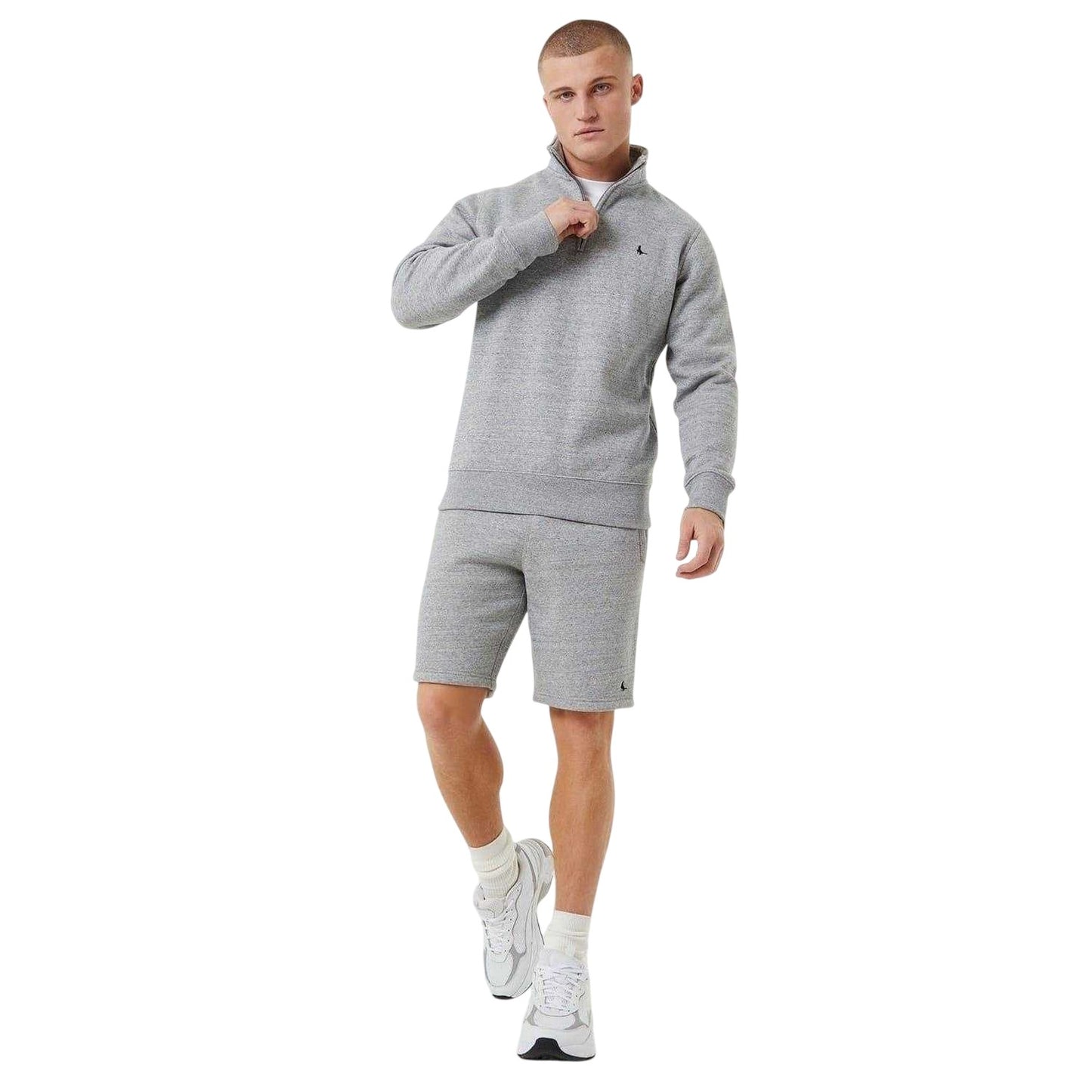 Grey Marl - Side - Jack Wills Mens Barchester Quarter Zip Sweatshirt