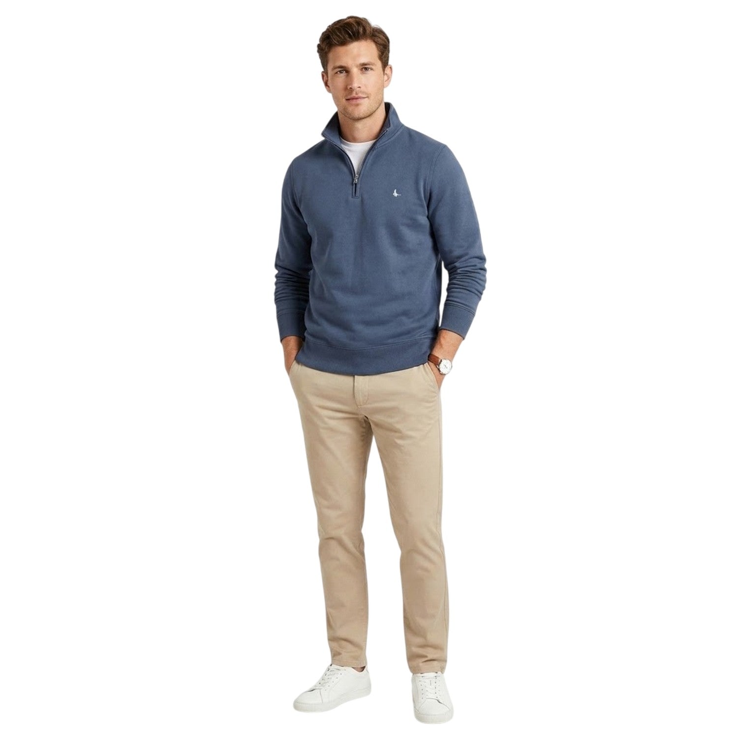 Indigo - Side - Jack Wills Mens Barchester Quarter Zip Sweatshirt
