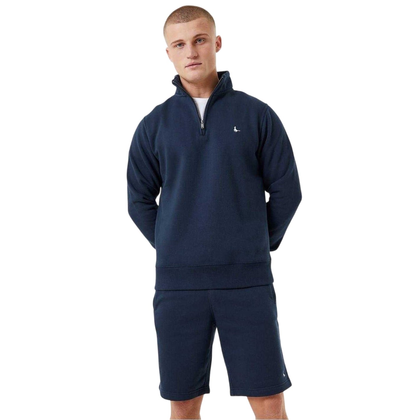 Navy - Front - Jack Wills Mens Barchester Quarter Zip Sweatshirt