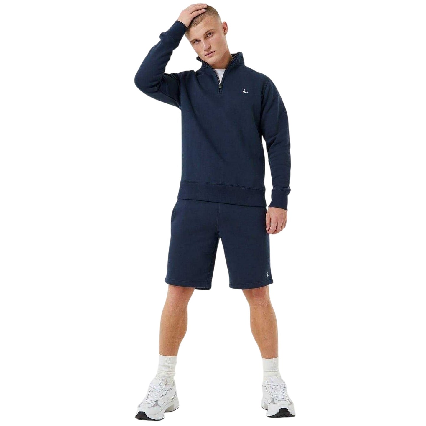 Navy - Side - Jack Wills Mens Barchester Quarter Zip Sweatshirt