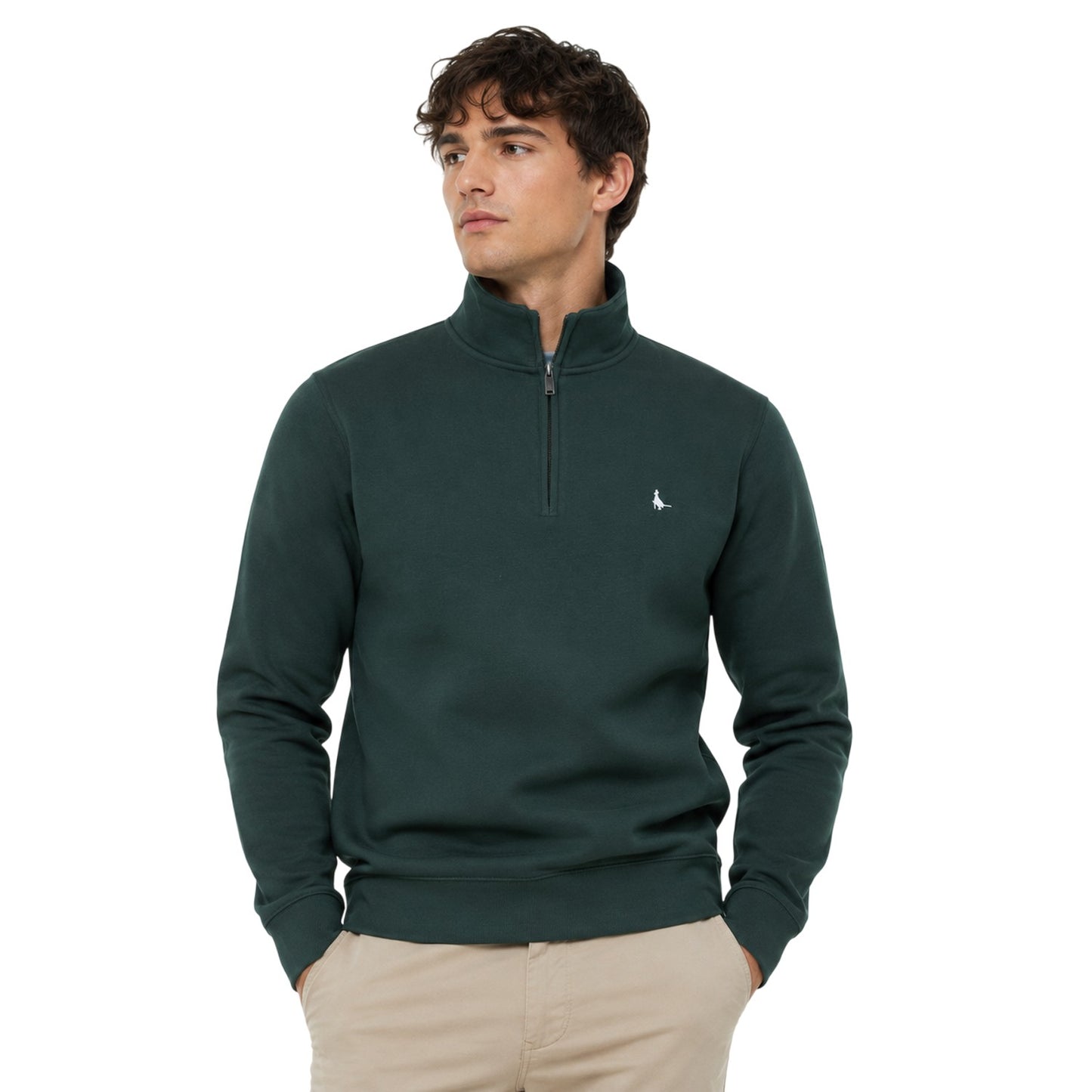 Pine - Side - Jack Wills Mens Barchester Quarter Zip Sweatshirt