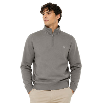 Slate - Side - Jack Wills Mens Barchester Quarter Zip Sweatshirt