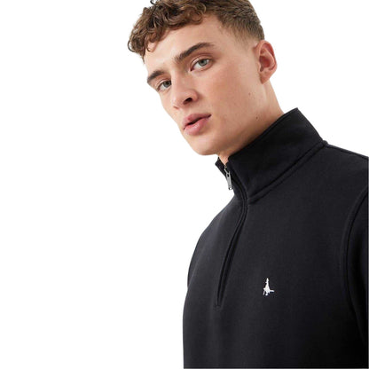 Black - Side - Jack Wills Mens Barchester Quarter Zip Sweatshirt