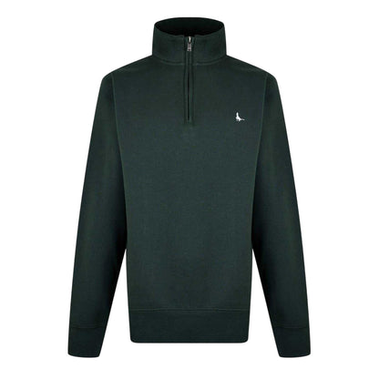 Evergreen - Front - Jack Wills Mens Barchester Quarter Zip Sweatshirt
