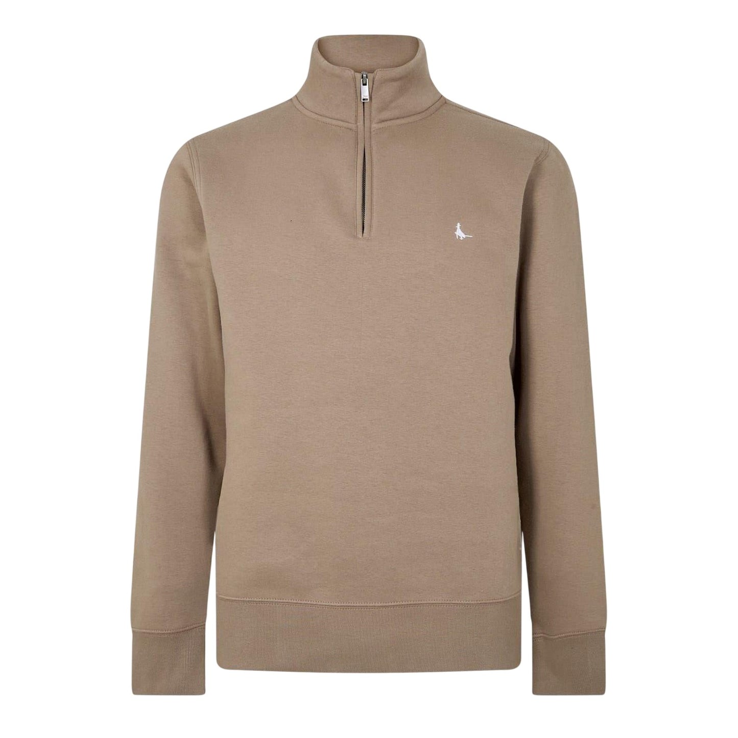 Fawn - Front - Jack Wills Mens Barchester Quarter Zip Sweatshirt