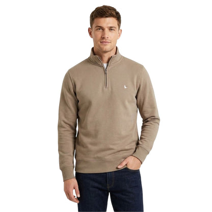 Fawn - Side - Jack Wills Mens Barchester Quarter Zip Sweatshirt