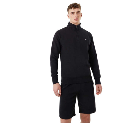 Black - Front - Jack Wills Mens Barchester Quarter Zip Sweatshirt
