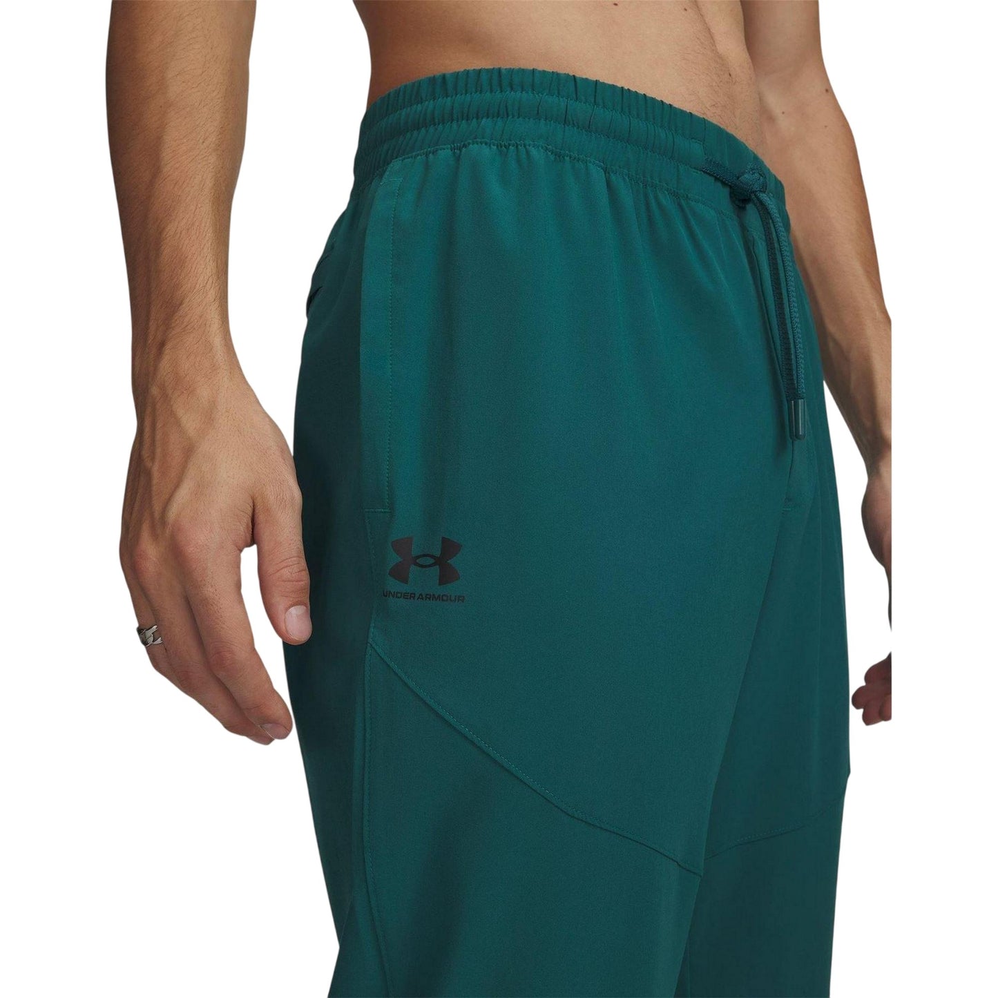 Green-Black - Side - Under Armour Mens Storm Woven Jogging Bottoms
