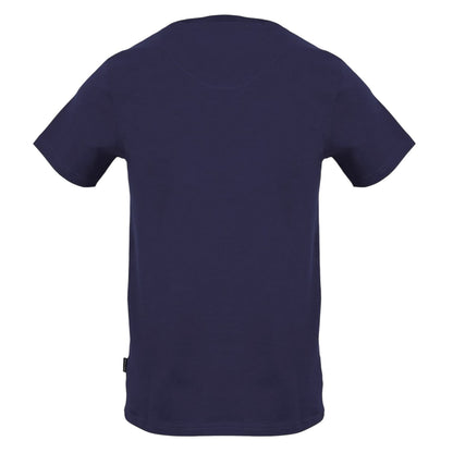 Navy - Back - Aquascutum Mens Vertical Logo Crew Neck T-Shirt