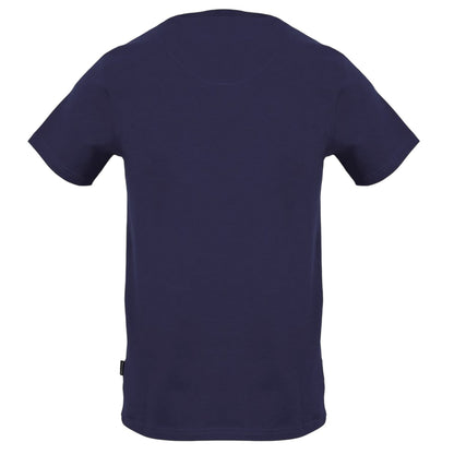 Navy - Back - Aquascutum Unisex Adult Lettering Print Crew Neck T-Shirt