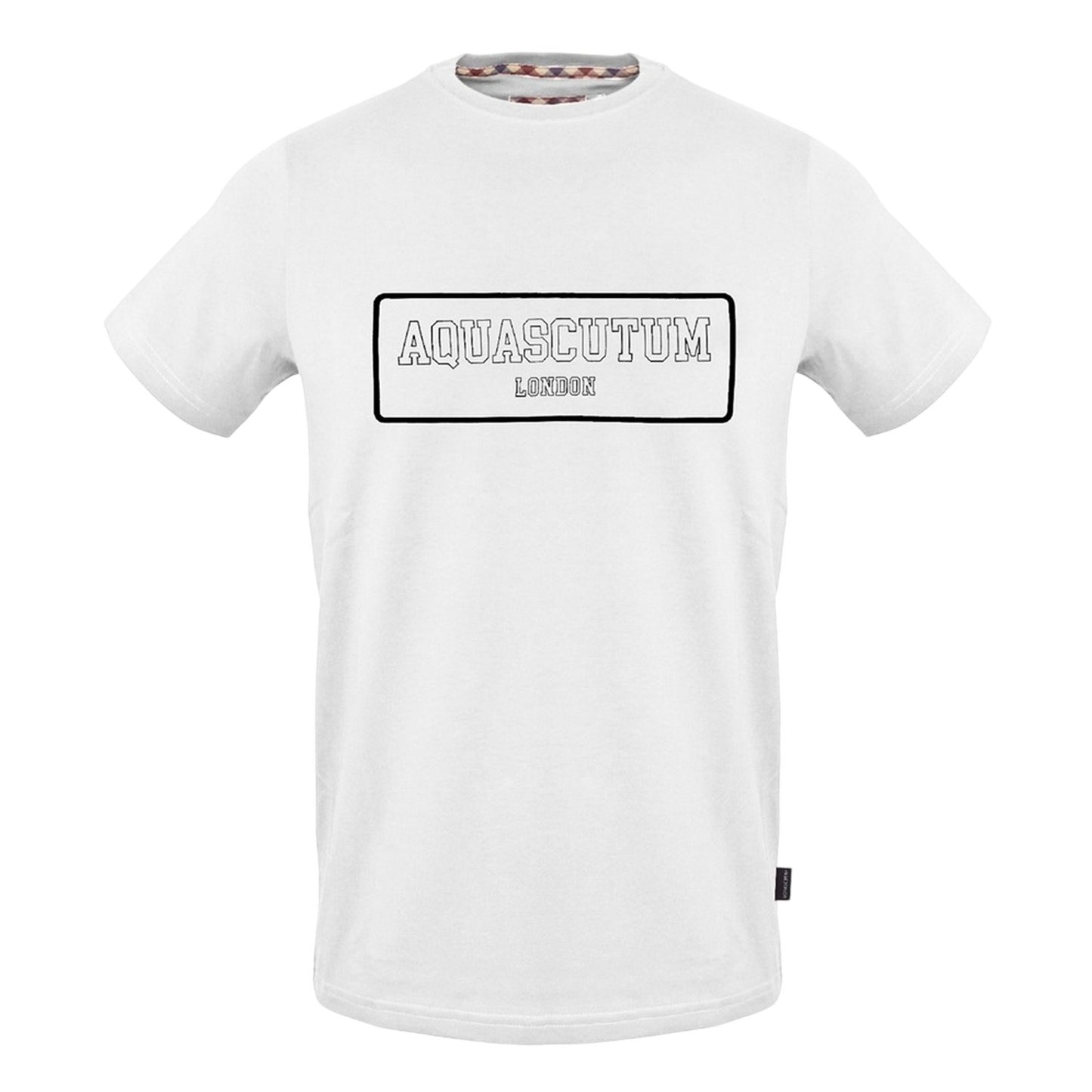 White - Front - Aquascutum Unisex Adult Lettering Print Crew Neck T-Shirt