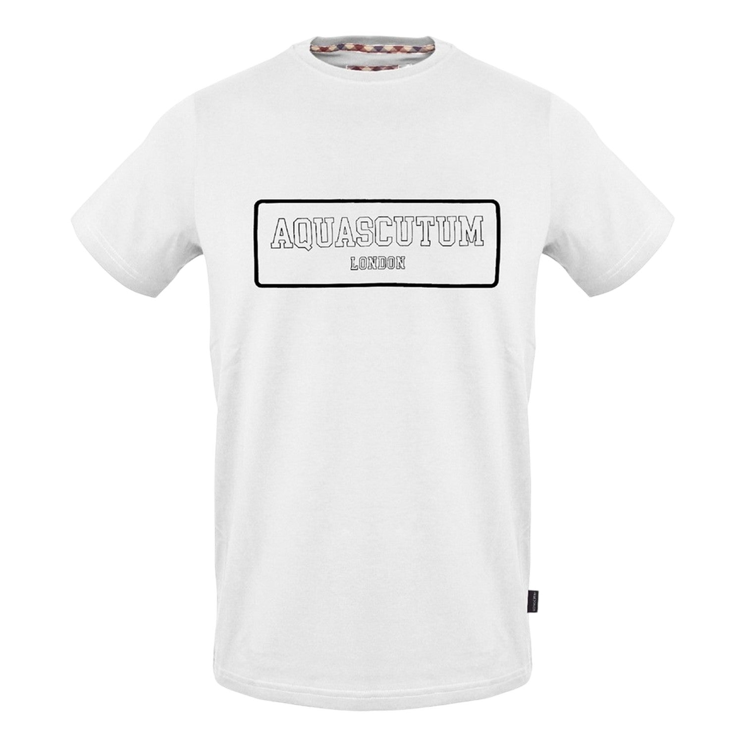 White - Front - Aquascutum Unisex Adult Lettering Print Crew Neck T-Shirt