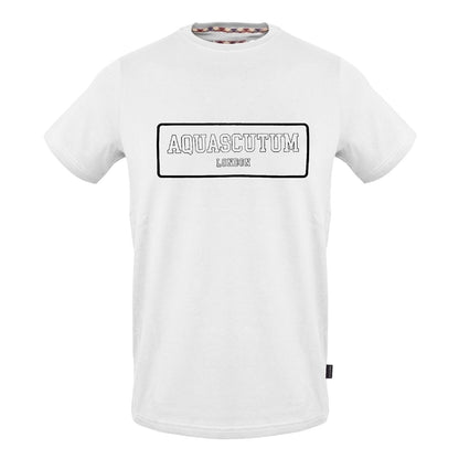White - Front - Aquascutum Unisex Adult Lettering Print Crew Neck T-Shirt