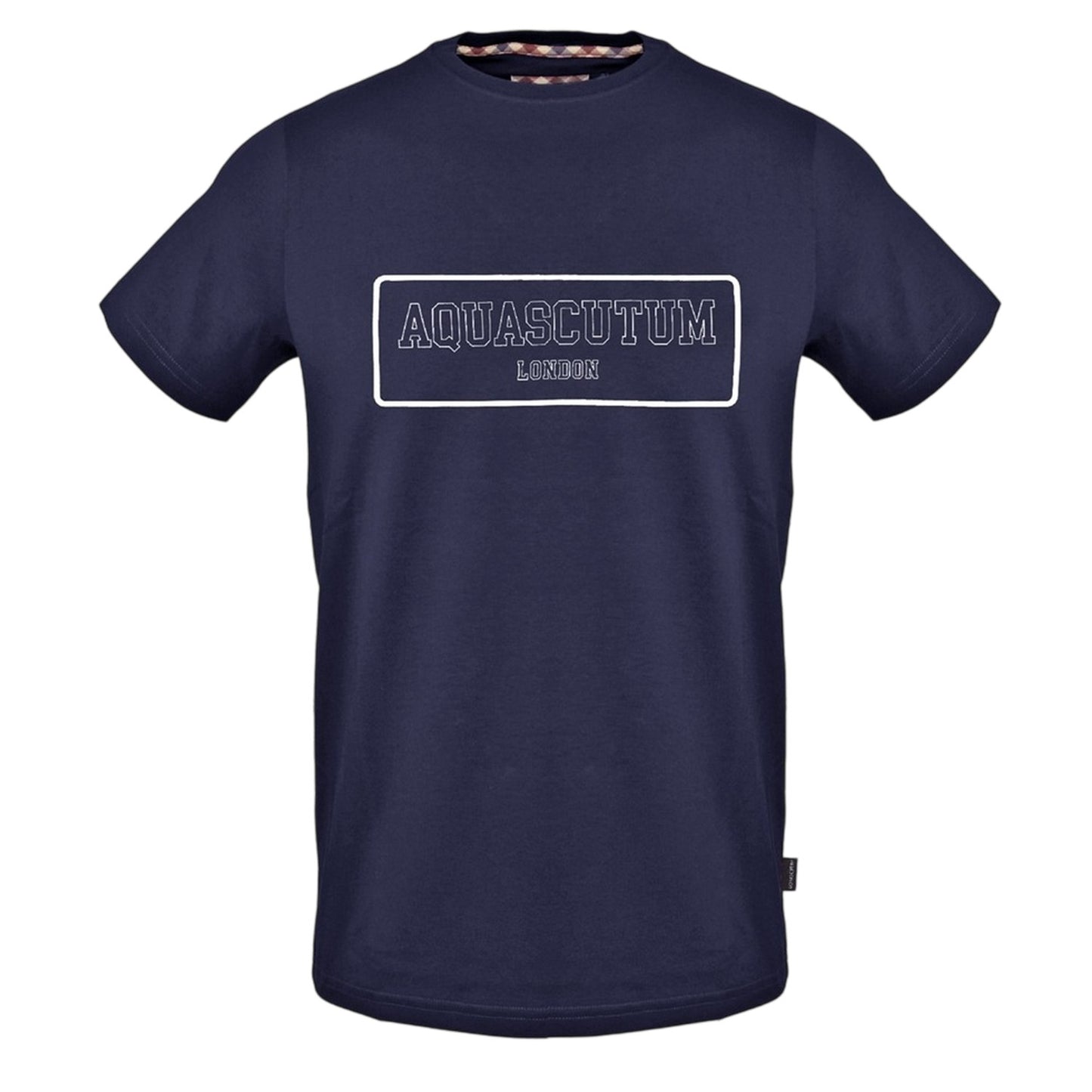 Navy - Front - Aquascutum Unisex Adult Lettering Print Crew Neck T-Shirt