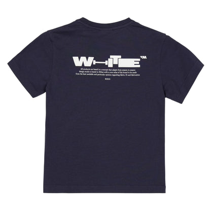 Dark Blue - Back - Off White Childrens-Kids Logo Back Print T-Shirt