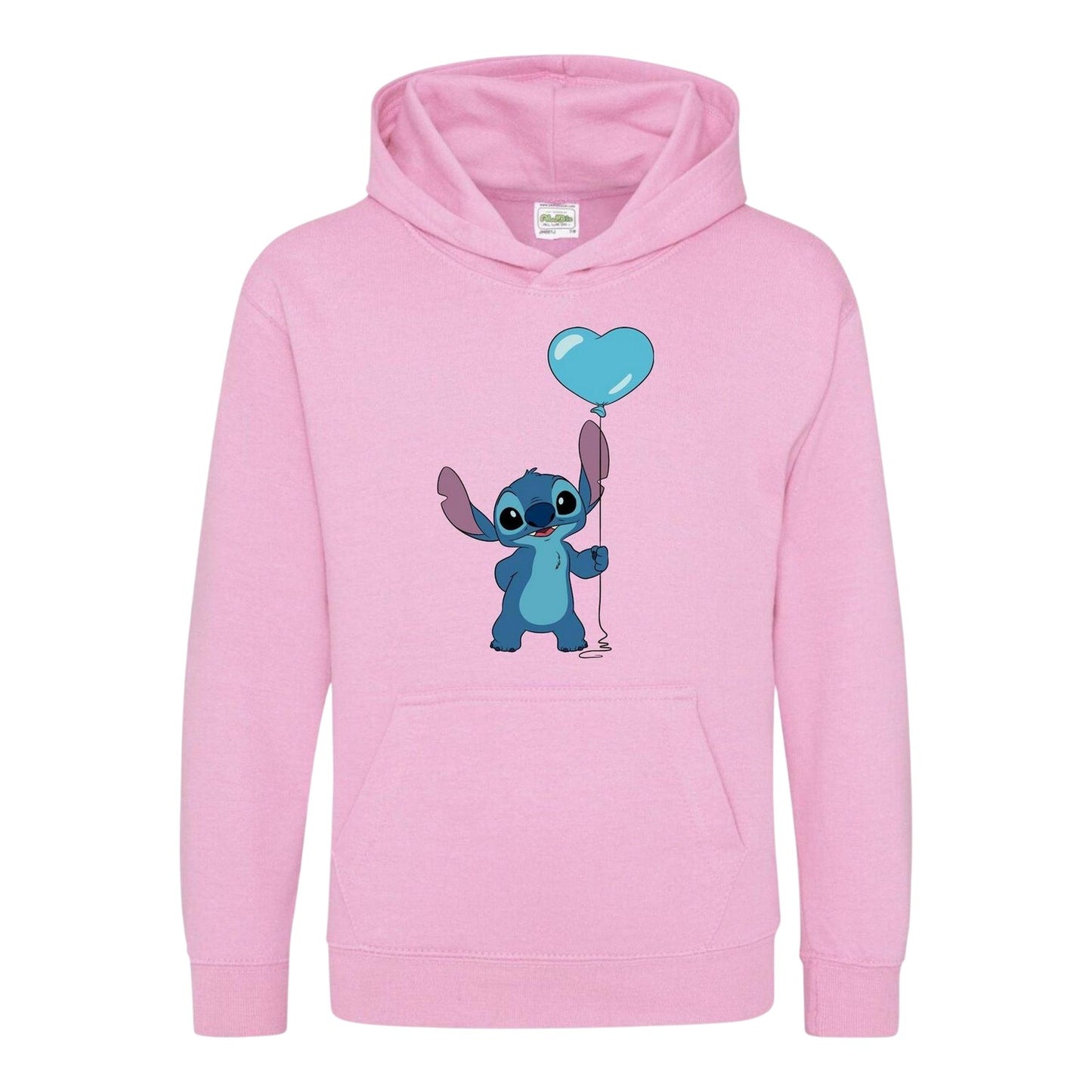 Pink - Front - Lilo & Stitch Childrens-Kids Balloon Hoodie