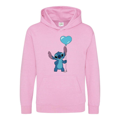 Pink - Front - Lilo & Stitch Childrens-Kids Balloon Hoodie