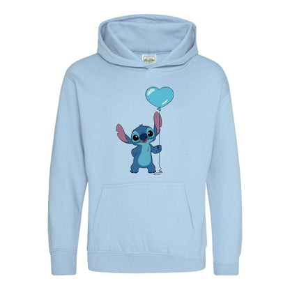 Light Blue - Front - Lilo & Stitch Childrens-Kids Balloon Hoodie