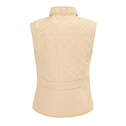 Beige - Back - Miso Womens-Ladies Quilted Gilet