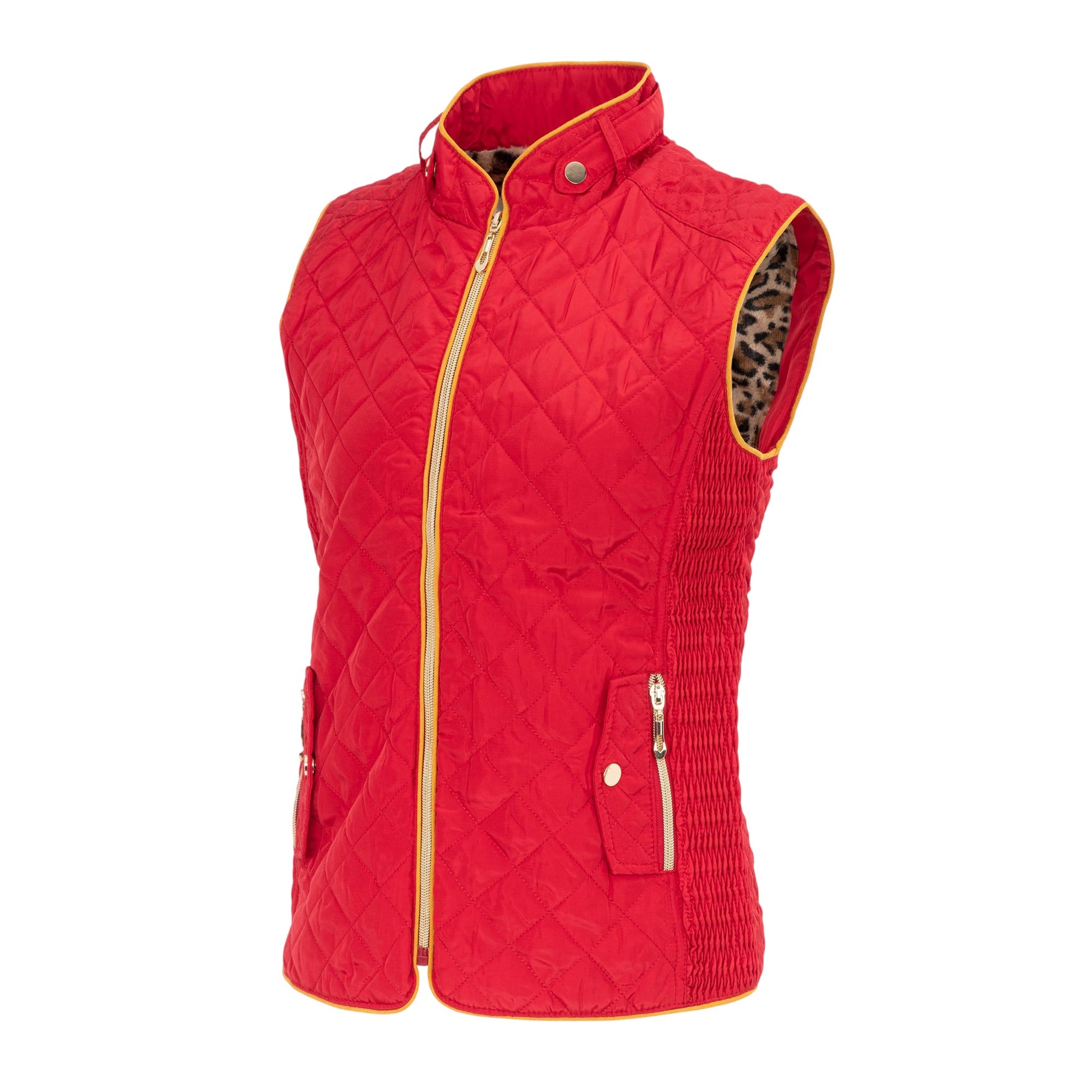 Red - Side - Miso Womens-Ladies Quilted Gilet