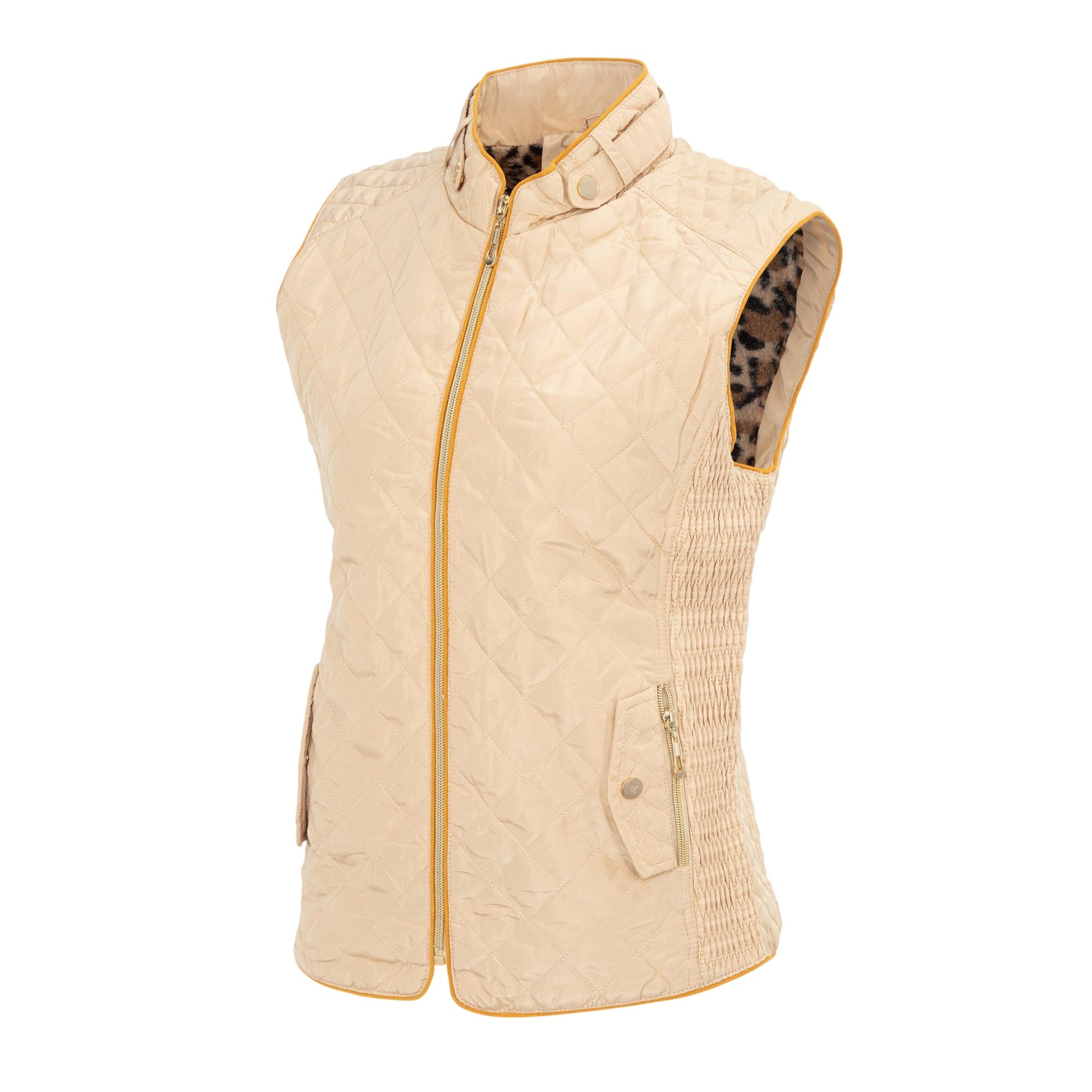 Beige - Side - Miso Womens-Ladies Quilted Gilet