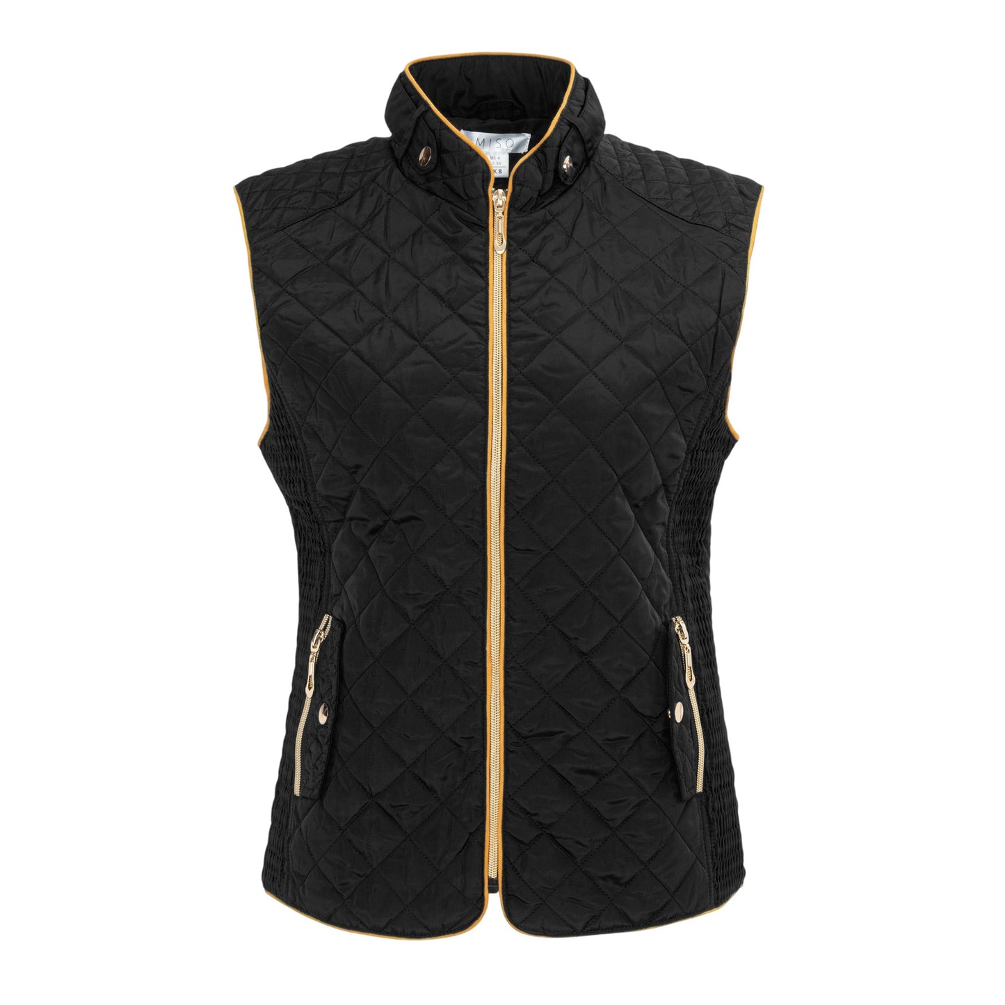 Black - Front - Miso Womens-Ladies Quilted Gilet
