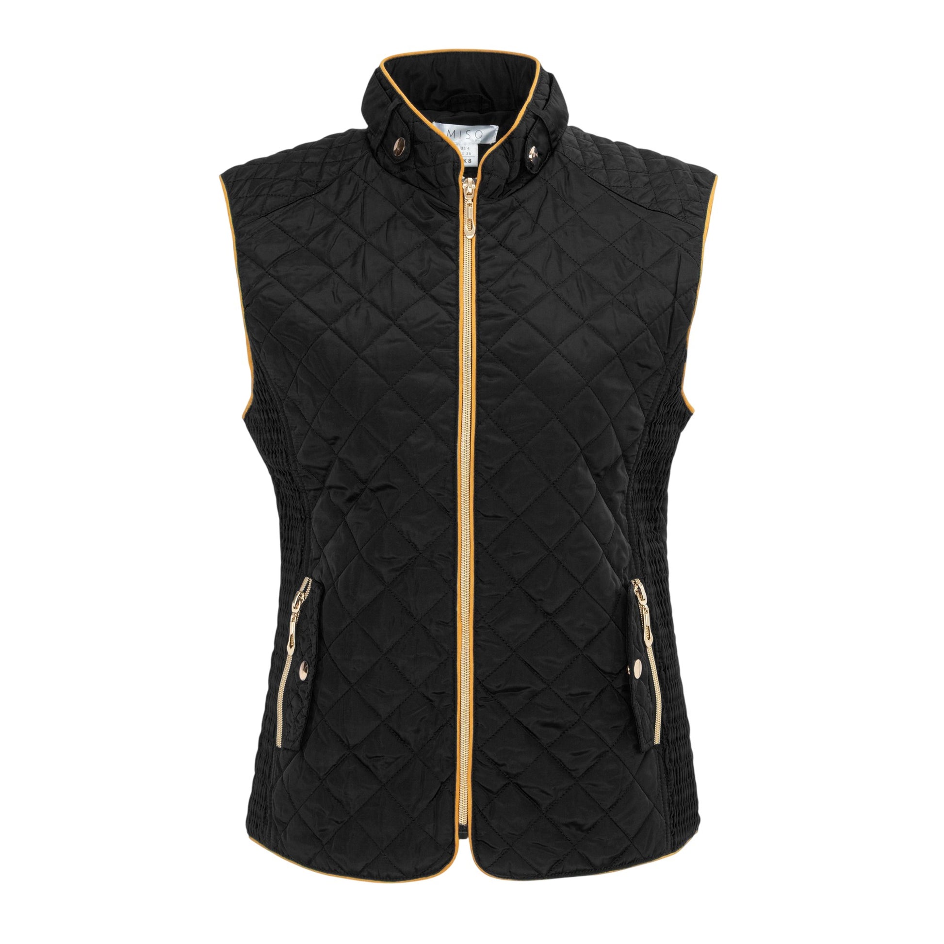Black - Front - Miso Womens-Ladies Quilted Gilet