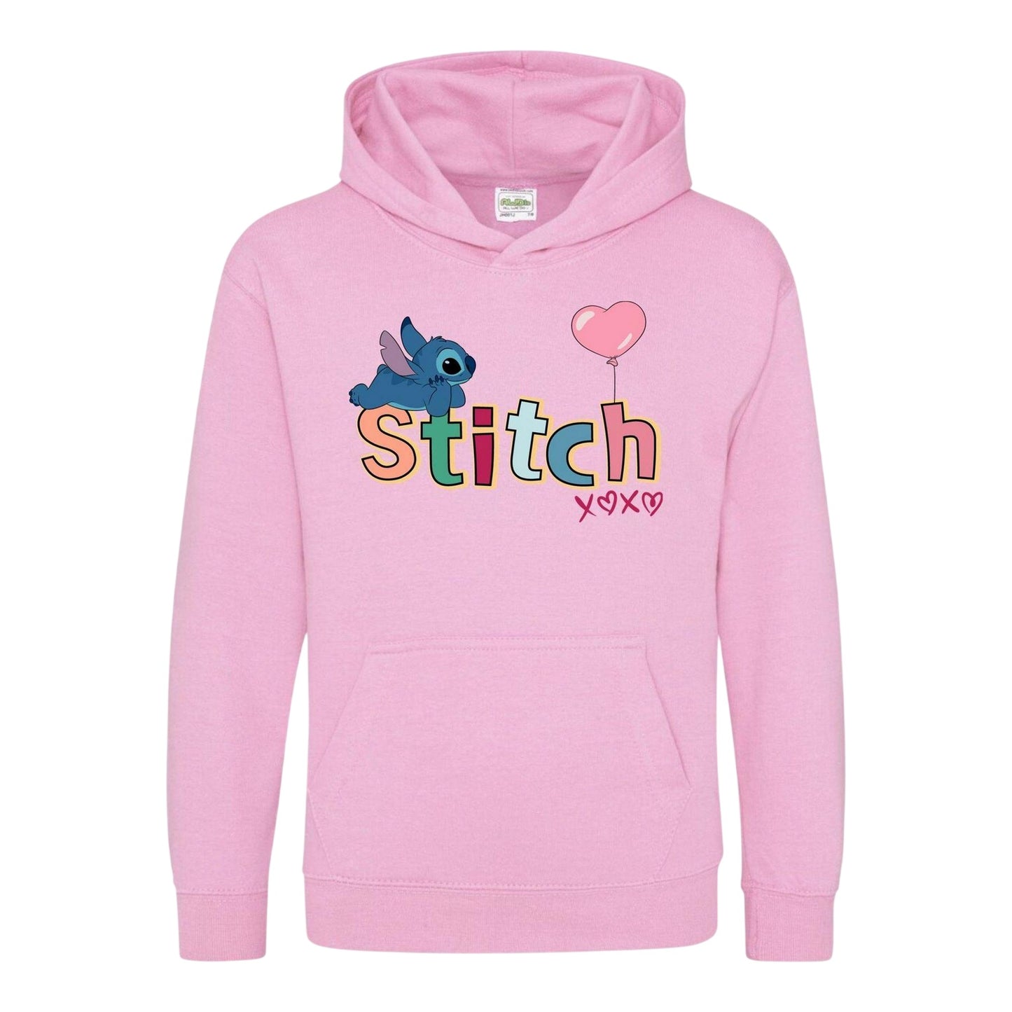 Pink - Front - Lilo & Stitch Childrens-Kids Heart Long-Sleeved Valentine`s Day Hoodie