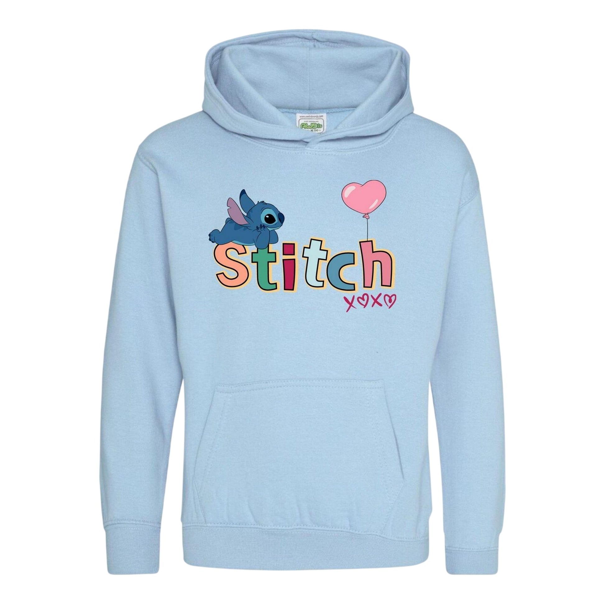 Light Blue - Front - Lilo & Stitch Childrens-Kids Heart Long-Sleeved Valentine`s Day Hoodie